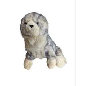 Vintage Plush Cat Gray White Ragdoll Plush Realistic TB Trading Co Blue Eyes